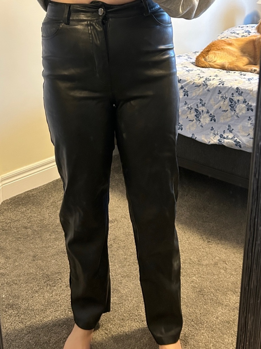 Dynamite Black Faux Leather Trim Top
